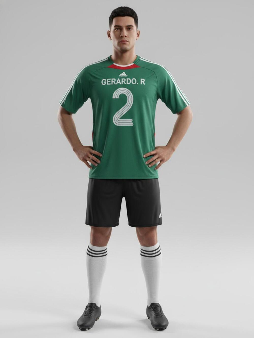 Green Soccer Jersey Gerardo R‎ #2 XL